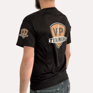 Vue de dos et manche du t-shirt noir avec logo - VP Training Club - Tours (37)